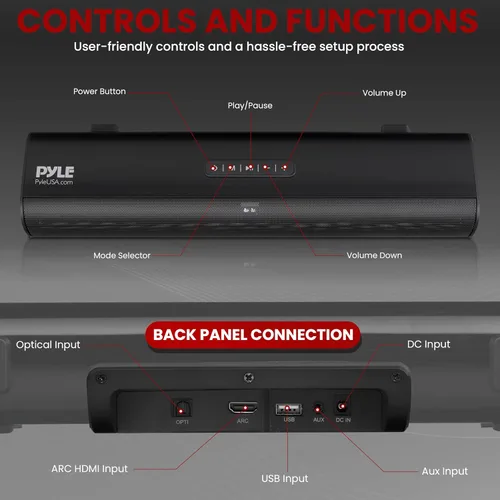 Miniatura 2 de Pyle Sistema de altavoces digitales de barra de sonido de mesa de 2 canales, amplificador digital con transmisión DSP, soporte de mesa, sistema