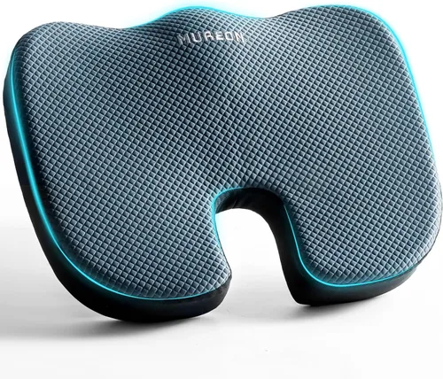 Mureon Cojín para silla de oficina, cojín ergonómico grande de espuma viscoelástica para aliviar la presión de la cadera, soporte antideslizante