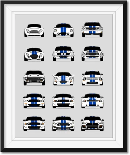 Miniatura 9 de Custom Car Posters Póster hecho a mano compatible con Shelby Mustang GT500 Generations e impresión de Ford Shelby GT500, multicolor, 8 x 10 pulgadas
