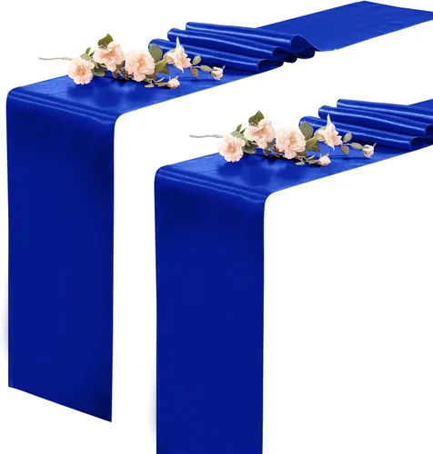 Miniatura 13 de Paquete de 2 caminos de mesa negros de 12 x 108 pulgadas, camino de mesa rectangular de seda satinada suave para bodas, banquetes, decoración