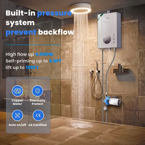 Miniatura 6 de Anbull Bomba de transferencia de agua de 110 V 4.0 GPM/45 PSI, bomba de diafragma de presión de refuerzo de agua industrial con adaptadores