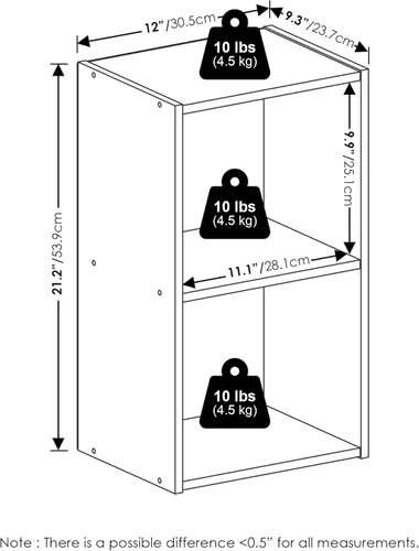 Miniatura 3 de Furinno - Estantería de cubos de 2 niveles serie Luder para libros y almacenamiento, color roble francés