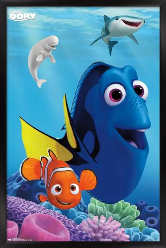 Miniatura 8 de Trends International Disney Pixar Finding Dory - Póster de pared de Dory, 14.725 x 22.375 pulgadas, versión enmarcada de madera de granero