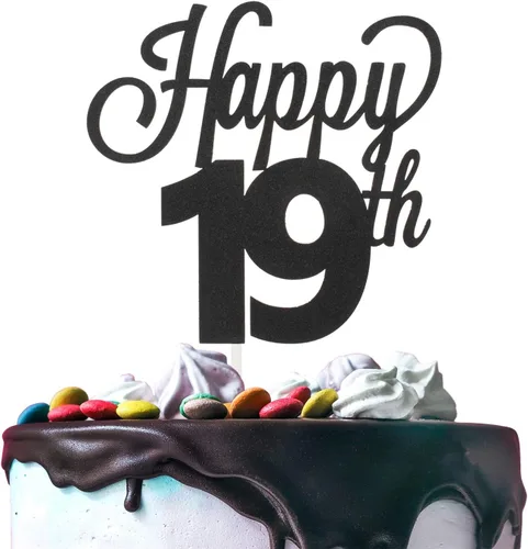Miniatura 69 de LINGTEER - Decoración para pastel con texto "Happy Birthday 100", color negro