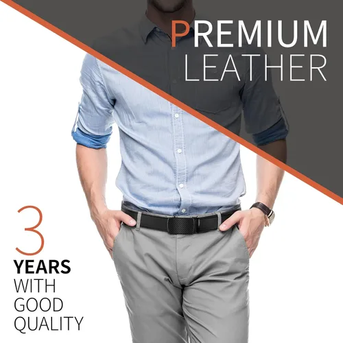 Miniatura 5 de Zitahli Cinturón de trinquete para hombre, cinturón de cuero para hombre, 2 paquetes con cinturón marrón y negro de 1 38 pulgadas en caja de regalo