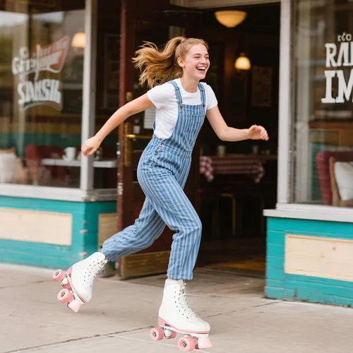 Miniatura 2 de YYW Patines de ruedas para mujeres y niñas, patines de derby de luces, patines de cuero sintético de doble fila, patines negros y rosas