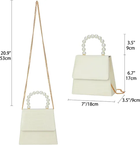 Miniatura 2 de Evening Handbag for Women - Synthetic Pearl Top Handle Crossbody Bag Clutch Purses Prom Party Dinner Accessories