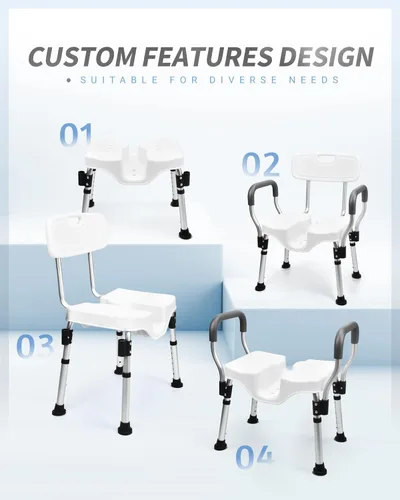 Miniatura 6 de Sangohe Silla de ducha - Sillas de ducha para ducha interior - Asiento en forma de U Asiento de ducha resistente - Sillas de ducha con brazos