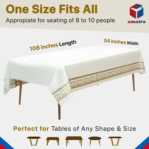 Miniatura 3 de Paquete de 4 manteles desechables en blanco y negro de 54 x 108 pulgadas, resistentes, impermeables, fundas de plástico rectangulares con diseño
