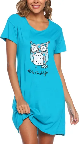 Miniatura 3 de ENJOYNIGHT - Camisón de algodón con estampado y mangas cortas para mujer
