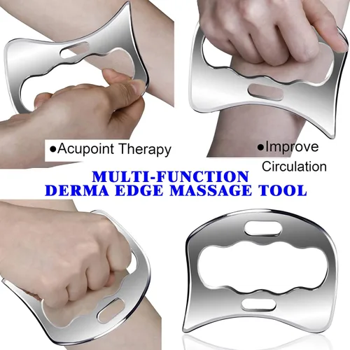 Miniatura 4 de BYYDDIY Juego de herramientas de raspador muscular de acero inoxidable 2 en 1 Gua Sha raspador de masaje