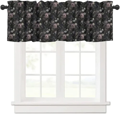 Juego de cenefas de hojas florales para cocina, retro floral, negro, rosa, rosa, gótico, victoriano, decoración del hogar, bolsillo para barra,