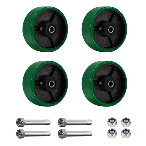 Miniatura 15 de Ruedas giratorias de repuesto de 6 x 2 pulgadas, rueda de hierro fundido de acero, resistente, capacidad de 1200 libras por rueda, orificio de 1/2