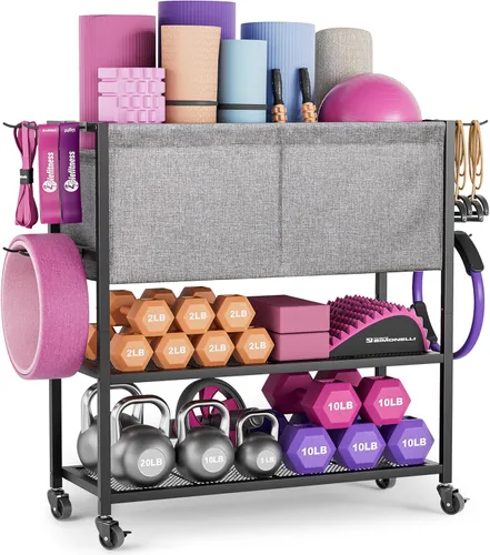 Miniatura 9 de Estante de Almacenamiento para Esterilla de Yoga, Equipo de Gimnasio en Casa, Organizador de Equipo de Entrenamiento, Soporte para Esterilla de Yoga