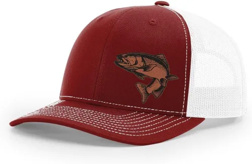 Miniatura 6 de Sombrero de pesca de trucha con parche de cuero grabado láser Richardson 112 Snapback Trucker Cap