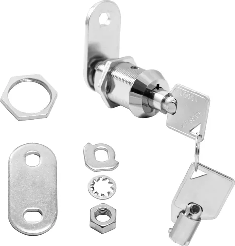 Miniatura 2 de Kingsley Cerradura tubular de leva con cilindro de 1-1/8 pulgadas (paquete de 2), acabado cromado, con llave similar, RV/cámper, gabinete/cajero