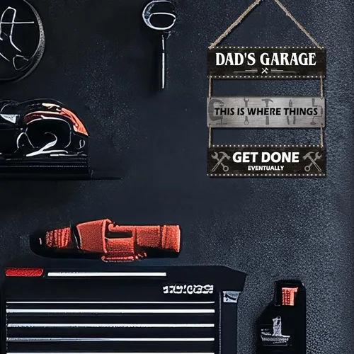Miniatura 4 de Placa rústica de madera con texto en inglés "This Is Where Things Get Done Eventually", de 11.8 x 3.2 pulgadas cada una, perfecta para el día