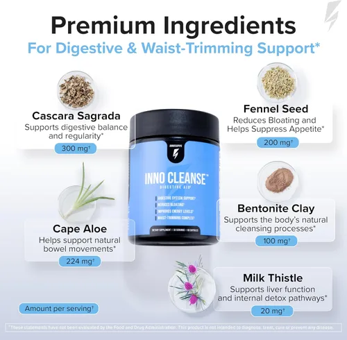 Miniatura 2 de Inno Cleanse - Compuesto de adelgazamiento de cintura Apoyo y ayuda al sistema digestivo Reducción de inflamación Mejora los niveles