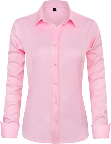 Miniatura 13 de J.VER - Camisas de vestir para mujer, diseño de manga larga, con botones, antiarrugas, blusa de trabajo unicolor