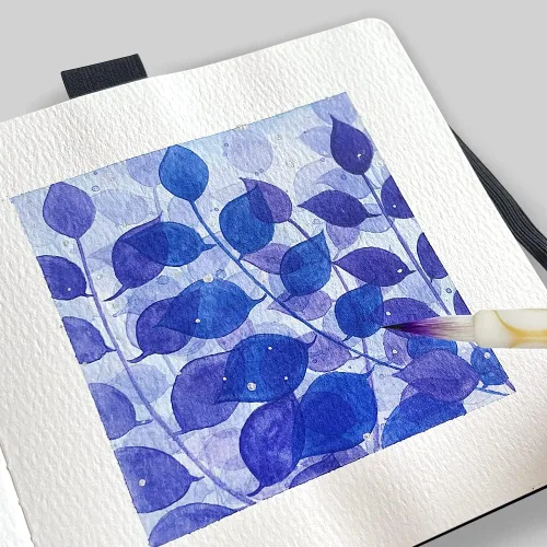 Miniatura 7 de Cuaderno de bocetos de acuarela, cuaderno de 5x5 pulgadas con cubierta de tela cuadrada portátil, 20 hojas de papel de dibujo texturizado