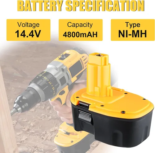Miniatura 2 de DC9091 4.8Ah Ni-MH Batería de repuesto para Dewalt 14.4V Batería DW9091 DE9091 DE9092 DE9038 DW9094 Compatible con Dewalt 20V Herramientas