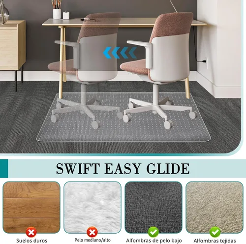 Miniatura 4 de Tapete para silla de oficina, tapete transparente para silla de escritorio de computadora para suelos de moqueta bajos, protector de alfombra grueso