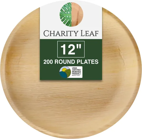 Miniatura 10 de Charity Leaf Platos redondos desechables de hoja de palma de 12 pulgadas (25 piezas) platos para servir como bambú, tablas desechables, vajilla
