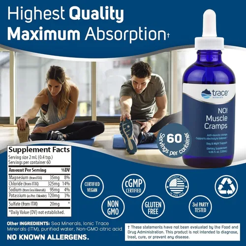 Miniatura 2 de Sin calambres musculares. 4 oz 60 porciones de hidratación, electrolitos, magnesio, potasio, sodio, sin gluten, vegano, nocturno, ejercicio