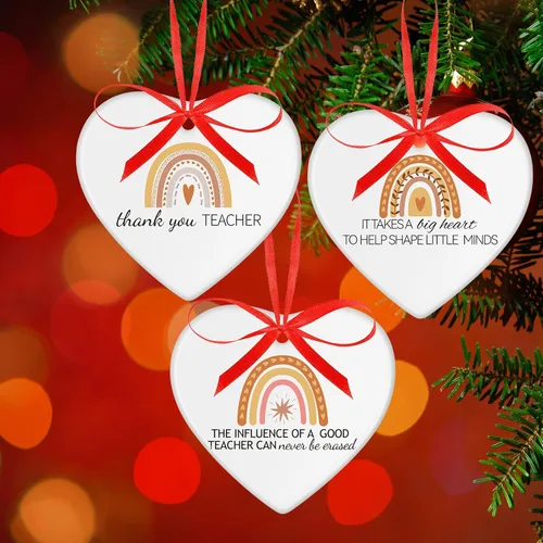 Miniatura 7 de Sliner 12 piezas de regalo de agradecimiento para profesores, el mejor regalo para profesores para mujeres, adorno de corazón de cerámica