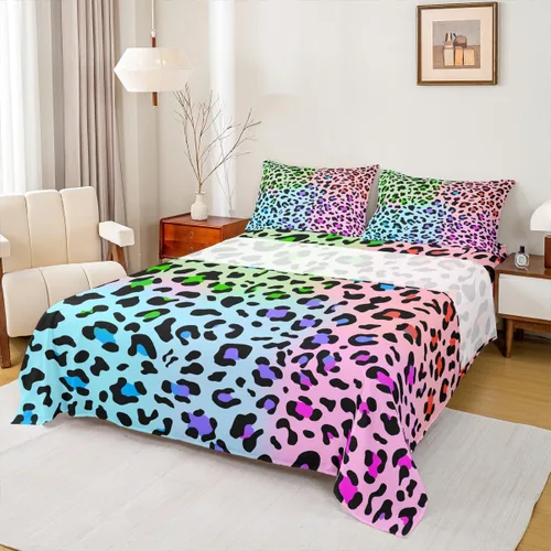 Miniatura 23 de Erosebridal Juego de sábanas para niñas, color rosa, con estampado de animales, tamaño individual, para niños, adolescentes, coloridas sábanas
