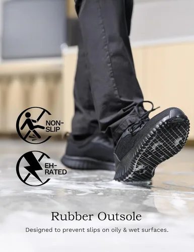 Miniatura 2 de Bruno Marc Zapatos de trabajo antideslizantes para hombre, zapatos para caminar, color negro y ligero, para cocinero, cocina, restaurante, tenis