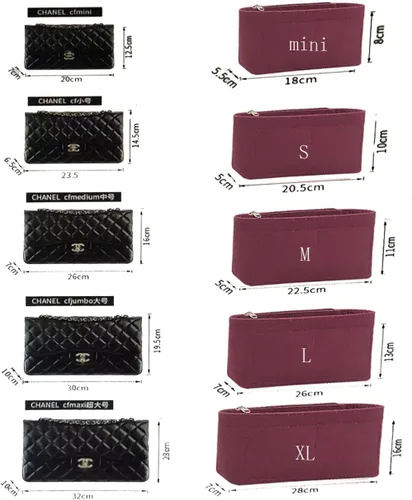 Miniatura 2 de Lckaey Organizador de inserción de bolso para chanel pequeño bolso clásico con solapa, organizador de fieltro para bolso de primera calidad, sin