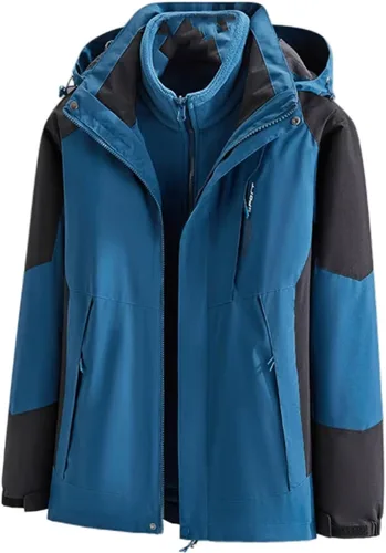 Chaqueta impermeable 3 en 1 con capucha para hombre, chaqueta de esquí, chaqueta de nieve de invierno con forro polar cálido, resistente al viento,