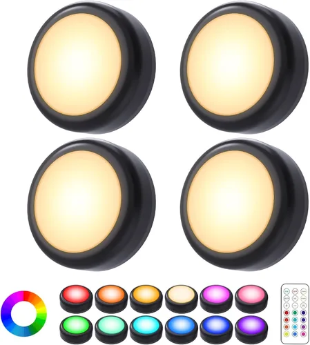 Miniatura 8 de Cadrim Luces de disco – LED que cambian de color, luces regulables debajo del gabinete con controles remotos inalámbricos para cocina (paquete de 1)
