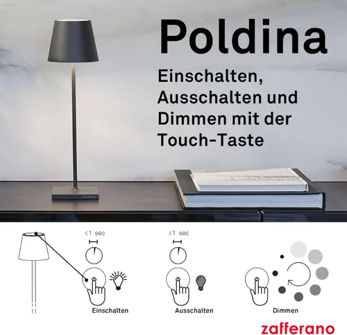 Miniatura 5 de Zafferano Poldina Pro Lámpara de mesa LED (color: hoja de oro) Touch On/Off, táctil regulable, aluminio, protección IP54, solo