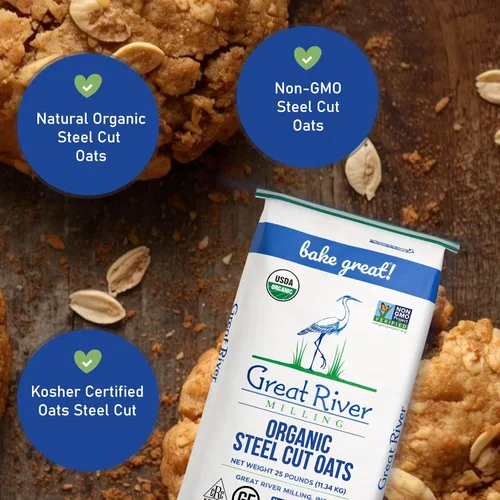 Miniatura 4 de Great River Milling Avena orgánica cortada de acero Grano entero, sin OMG, Kosher abundante saludable Textura y sabor ricos Perfecto