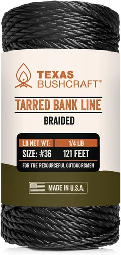 Miniatura 12 de Texas Bushcraft Tarred Bank Line Twine - #36 Cuerda de nailon negro para pesca, camping y supervivencia al aire libre – Cordón resistente
