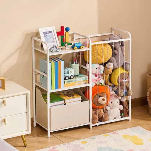 Miniatura 2 de VEVOR Estantería infantil y almacenamiento de animales de peluche, organizador de almacenamiento de juguetes, estante de libros de 2 niveles