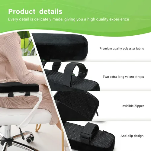 Miniatura 2 de LargeLeaf Reposabrazos de silla Cojines codo Almohada Alivio de presión Apoyabrazos Almohadillas 2 Piezas Juego de Silla de Oficina Reposabrazos