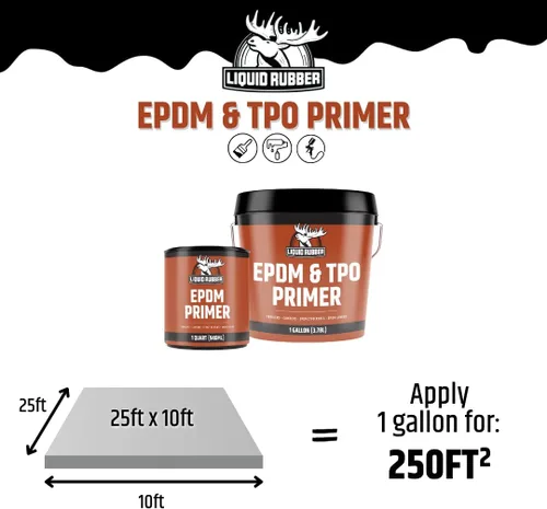 Miniatura 6 de Liquid Rubber Imprimación EPDM y TPO: capa base de alto rendimiento para protección de techo de RV, cámper y remolque, 1 cuarto de galón