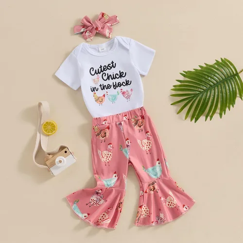 Miniatura 129 de Sejardin Ropa de verano para bebé y niña, recién nacida, manga corta, con letras, mameluco elástico con diadema