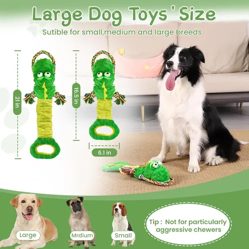 Miniatura 2 de YINEYA Juguetes resistentes para perros masticadores agresivos, juguete interactivo de tira y afloja para mantenerlos ocupados, juguetes chirriantes