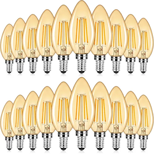 Miniatura 22 de E12 LED Candelabra Bulbs 40 Watt Equivalent, 4W Vintage Candle Light Bulbs Dimmable, 350Lm Amber Warm White 2200K B10 Edison Bulb, Filament Clear