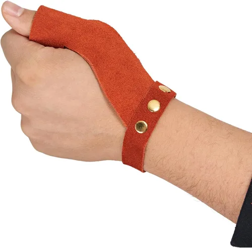 Miniatura 7 de TOPARCHERY Guantes de flecha 2 dedos protector de cuero para mano derecha izquierda caza tiro objetivo recurvo caballo arco