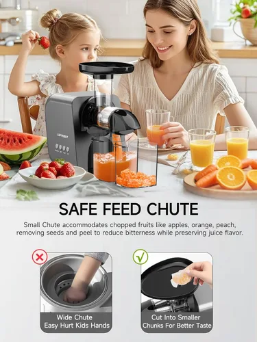 Miniatura 6 de Máquina exprimidora lenta para verduras y frutas, extractor de masticación en frío, apio, hierba de trigo, hojas verdes, zanahoria, jengibre