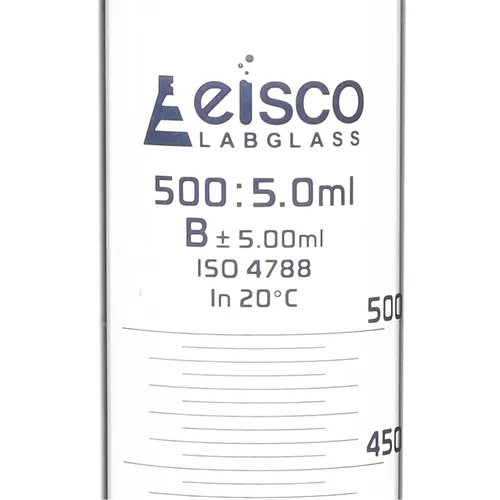 Miniatura 2 de EISCO Cilindro graduado, 16.9 fl oz - Tolerancia clase B ±5.0.0 fl oz - Base redonda - Graduaciones azules - Vidrio de borosilicato 3.3