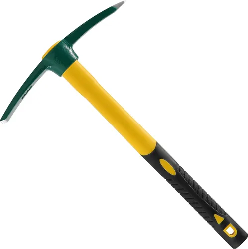 Miniatura 3 de KEILEOHO Azada de mattock de 15 pulgadas, hacha forjada para jardín con mango de goma, azada de mattock para jardinería, aflojar el suelo, acampar