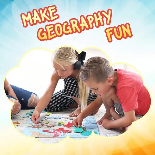 Miniatura 2 de GeoToys GeoPuzzle, juego de 6 rompecabezas de campo, juego de geografía y mapas, juegos educativos y actividades de aprendizaje para niños, regalos