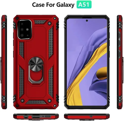 Miniatura 9 de Funda de grado militar para Samsung Galaxy A51 4G, funda Galaxy M40S, 360 metal giratorio anillo soporte soporte magnético para montaje en Azul