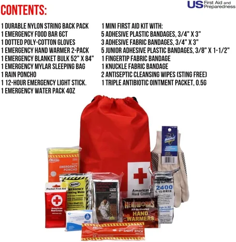American Red Cross Producto con licencia oficial, kit de supervivencia de primeros auxilios para automóvil para invierno, 27 piezas de suministros